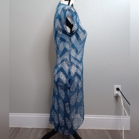 Sarah Stewart 100% Silk Sheer Artsy Printed Tunic Top - Picture 9 of 16